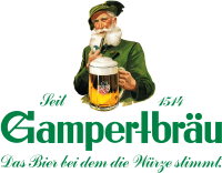 Vorlage Logo Gampert-Bräu Schriftzug mit Förster grün