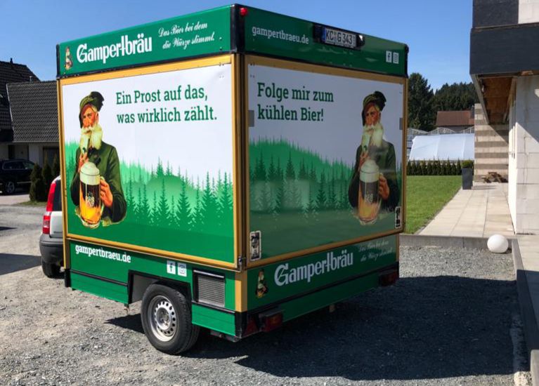 Verleih Ausschank Gampertbräu Anhänger als Ausschank
